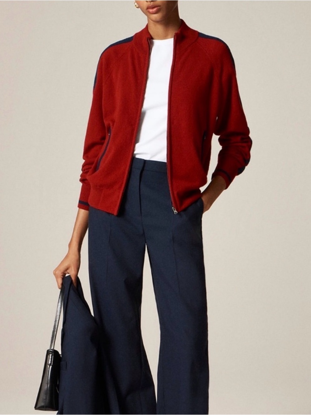 J CREW SIZE SMALL Cashmere full-zip track jacket CM708 $298 - Picture 2 of 6
